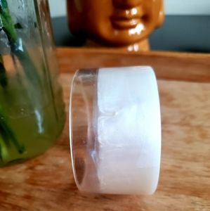 Acrylic bangle bracelet white chunky boho jewelry